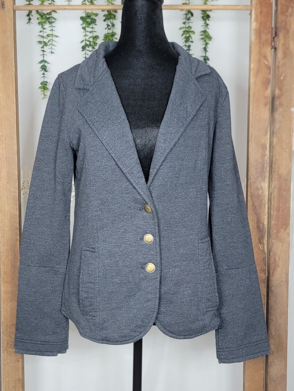 Black Knit Blazer | God Buttons | Soft Structured Casual Jacket - Picture 3 of 8